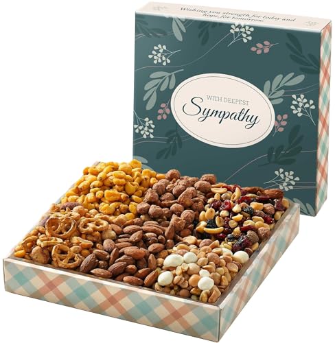 Broadway Basketeers Sympathy Nuts Gift Basket — Premium Condolence Nut Tray for Funerals, Memorials & Kosher Shiva – Bereavement Gift Basket for Families, Friends, Colleagues & Loved Ones