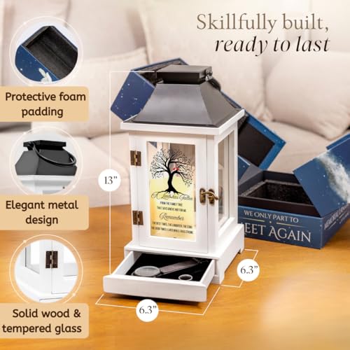 Memorial Lantern with Photo Frame & Keepsake Drawer | Sympathy Gifts for Loss of Loved One, Mom, Dad, Husband, Father | Bereavement Memorial Gifts | LED Candle with Timer | Grief Gifts by STILLWIND - color: Family Tree / Black