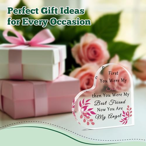 Sympathy Gifts for Loss of Sister Acrylic Heart Keepsake Sister Memorial Desk Sign In Memory of Sister Plaque Bereavement Condolences Funeral Grief Sympathy Gifts Acrylic Heart Keepsake