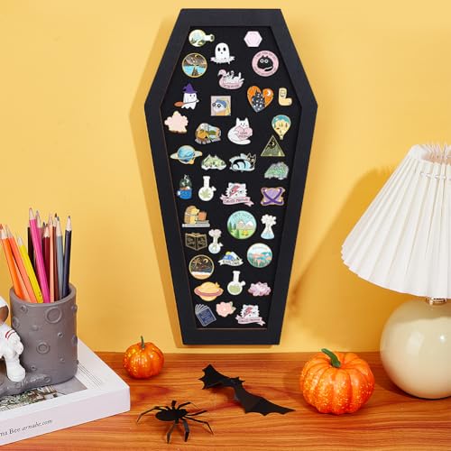 BENECREAT Coffin Pin Display Board, 15.7x7.8x0.7inch, Black Wood Frame - color: Black