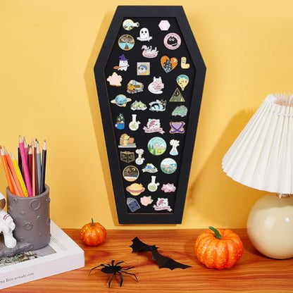 BENECREAT Coffin Pin Display Board, 15.7x7.8x0.7inch, Black Wood Frame - color: Black
