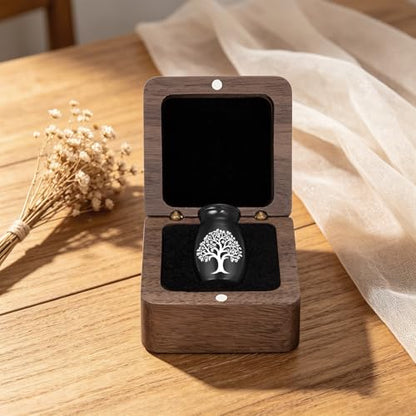 Customize Wooden Small Urn for Human Ashes Keepsake Memorial Box - style: Black-Cusotmize