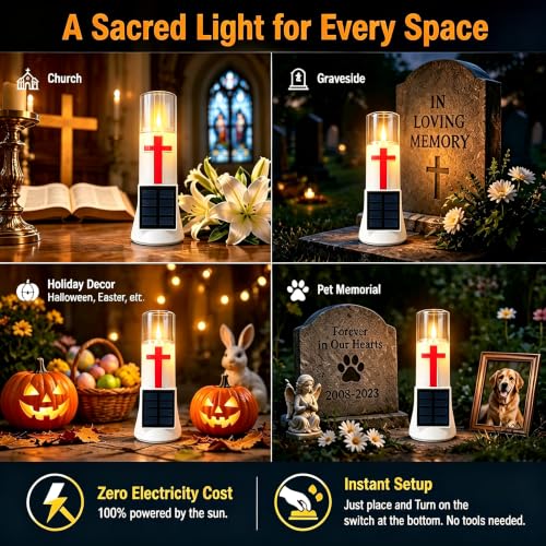 Solar Lights for Cemetery,IP65 Solar Light with Flower Holes - size: 4PACK