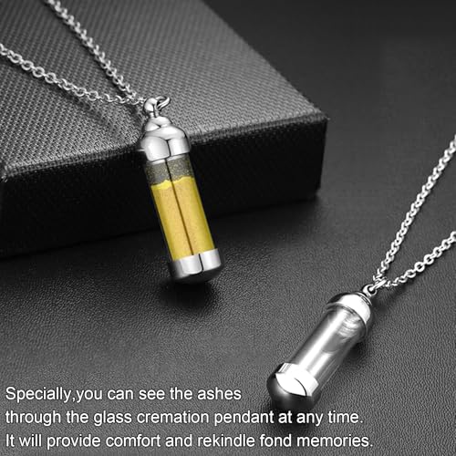 weikui Vial Necklace Glass Vial Pendant Set of 8 Stainless Steel Glass Container Urn Necklace for Ash Cremation Jewelry Ashes Holder Memorial Pendant ﻿ - color: Purple