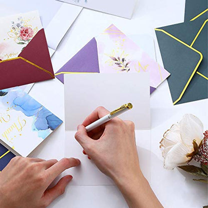 Winoo Design Heavy Duty Thank You Cards with Envelopes - 36 PK - Gold Thank You Notes 4x6 Inches Baby Shower Wedding Cards Small Business Graduation Funeral Bridal Shower (Assortment) - style: Assortment