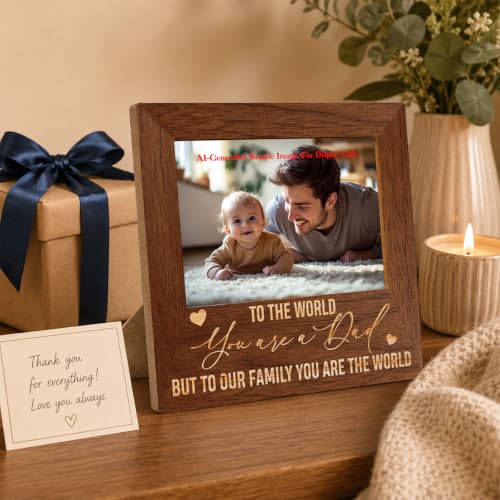 Family Picture Frame, Dad Gift, 4x6 Wooden Photo Display, Rustic Desk Decor, Dad Day Gifts, Dad Birthday Gifts, 6.9 x 7.3 in - color: Father 07