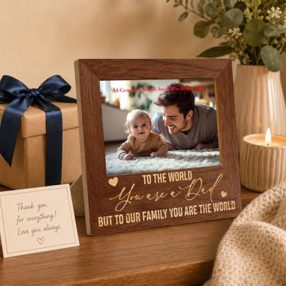 Family Picture Frame, Dad Gift, 4x6 Wooden Photo Display, Rustic Desk Decor, Dad Day Gifts, Dad Birthday Gifts, 6.9 x 7.3 in - color: Father 07