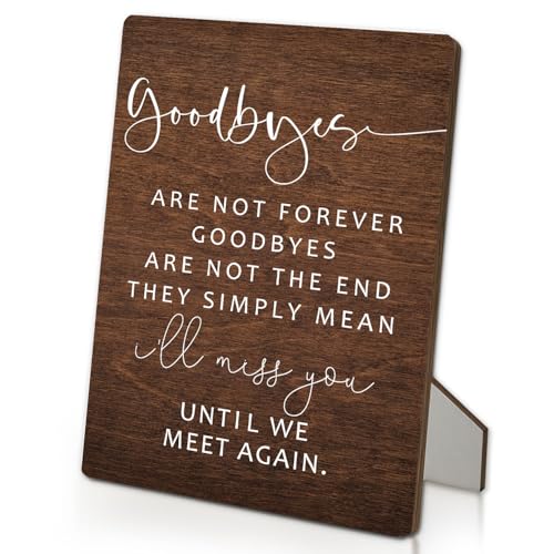 in Loving Memory Sign 5"X7", Goodbyes are Not Forever Memorial Wooden Stand Sign, Memorial Decorations for Loss of Loved One, Funeral Table Decorations (Brown, 5x7 Inch) - color: Brown, size: 5"X7"