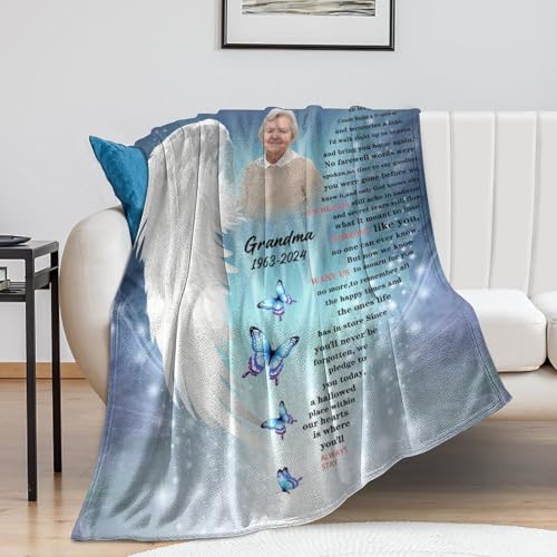 Custom Memorial Blanket with Picture Personalized Sympathy Remembrance Condolences Bereavement Gifts Sympathy Gifts for Loss of Loved One Mother Dad Grandma Grandpa Sister Daughter Friend - color: Design8