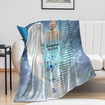 Custom Memorial Blanket with Picture Personalized Sympathy Remembrance Condolences Bereavement Gifts Sympathy Gifts for Loss of Loved One Mother Dad Grandma Grandpa Sister Daughter Friend - color: Design8