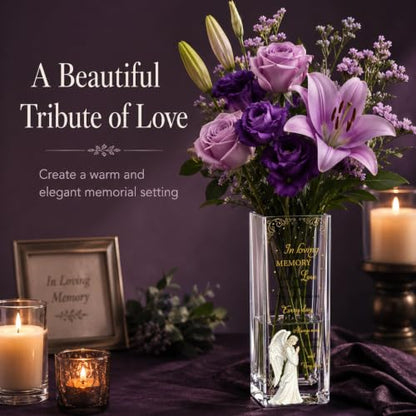 Sympathy Memorial Flowers Vase, Angel Condolence Gifts for Loss of Loved One, Bereavement Gifts, Memorial Gift for Mom Dad Husband Sister Friend, Grief Gifts for Women, Candle Holder Vase