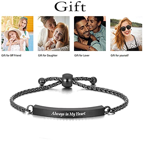Urn Bracelet for Ashes Cremation Jewelry Braided Rope Adjustable Bangle Stainless Steel Memorial Bracelets Ash Holder Keepsake Jewelry-Always in My Heart - color: C-Black