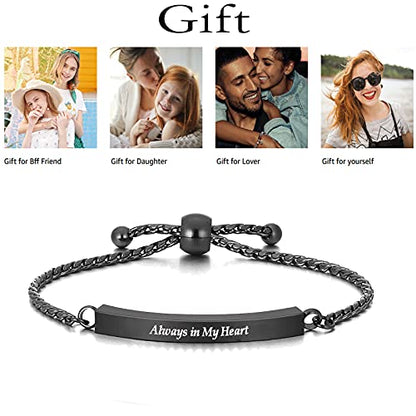 Urn Bracelet for Ashes Cremation Jewelry Braided Rope Adjustable Bangle Stainless Steel Memorial Bracelets Ash Holder Keepsake Jewelry-Always in My Heart - color: C-Black