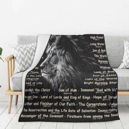 Names of God Gifts Blanket for Women Christian Gifts Faith Bible Religious Gifts Christian Inspirational Blankets Soft Flannel Throw Blanket 50"X40" - color: Lion, size: 50"x40"