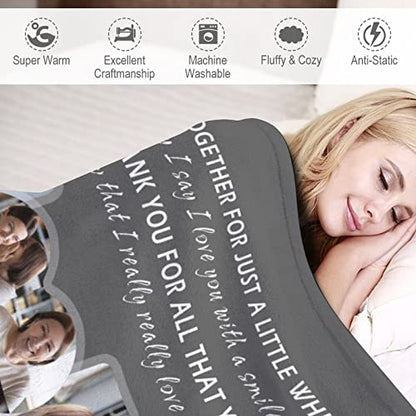 Personalized Blanket for Mom Gift on Mother's Day Birthday, Custom Throws with Picture Text Name, Photo Blankets, Made in USA - color: Design 1
