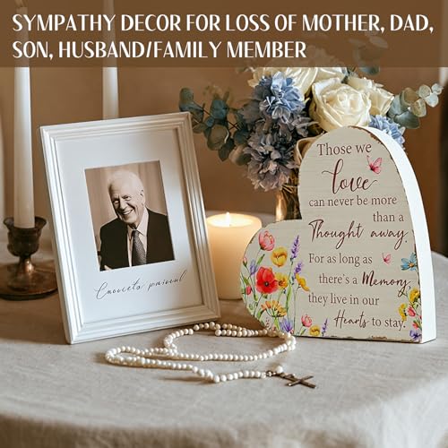 Yookeer Sympathy Gift Memorial Heart Present for Loss of Loved One Bereavement Gift Bereavement Sign Grieving Decorative Plaque for Loss of Deceased Father Mother Son Brother Condolence (Wildflower) - style: Wildflower