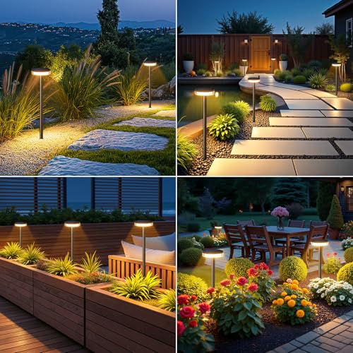 LETMY Solar Pathway Lights Outdoor, 2 Pack 2X Brighter Solar Lights Outdoor Waterproof, Taller Pathway Light with Larger Panel, Auto On/Off Up to 12Hrs Driveway Light for Yard Outside Patio Path Lawn - size: 2 Pack