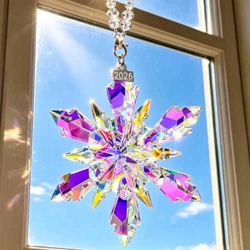 Christmas Ornaments 2026, Crystal Glass Snowflake Ornaments, Sparkly Pretty - color: Colorful Crystal