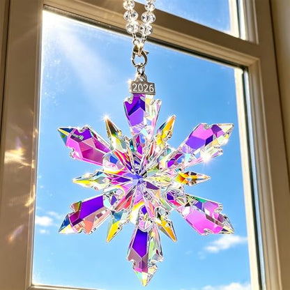 Christmas Ornaments 2026, Crystal Glass Snowflake Ornaments, Sparkly Pretty - color: Colorful Crystal