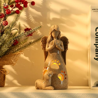 BEARAE Dog Memorial Gifts for Loss of Dogs, Pet Loss Sympathy Gifts, Dog Passing Away Bereavement Gift, Remembrance Grieving Dogs Angel Candle Holder - color: Grey #2