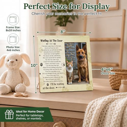 Pet Memorial Photo Frame - Waiting At The Door Dog Wooden Tabletop Picture Frame - Sympathy Memorial Gifts For Loss Of Dog Cat Owner - In Loving Memory Frame Favors -13