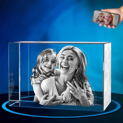 ArtPix 3D Crystal Photo, Personalized Gifts for Women, Wife, Mom, Her, Him, Men, Great Customized Gift With Your Own Photo - Anniversary, Wedding, Birthday - Custom Glass 3D Laser Etched Picture Frame - color: Landscape, size: Small