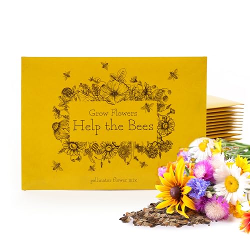 Bentley Wildflower Pollinator Mix, 25 Non-GMO Packets for Garden Planting, Non-Coated Flower Seeds to Grow Plants and Help Bees, Beautiful Gift - style: Help the Bees