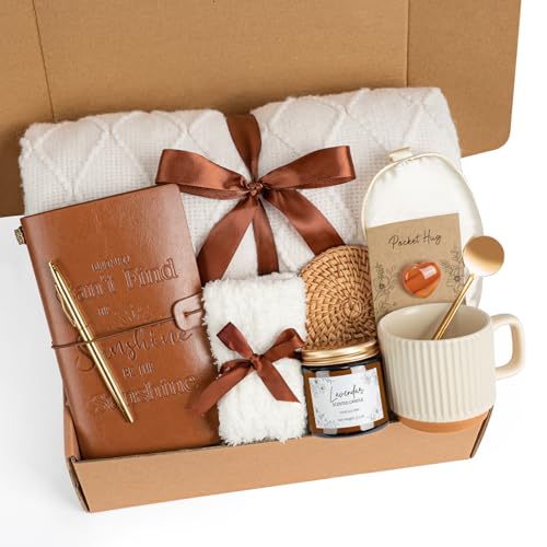 Suhctuptx Care Package for Women, Best Friend Birthday Gifts Self Care Gifts Get Well Soon Gift Baskets for Women, Thinking of You Inspirational Gift for Her Mom Friends Sisters Girlfriend - color: White