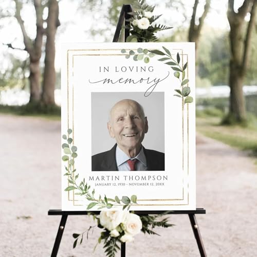 Celebration Of Life Welcome Sign, Memorial Poster, Celebration Of Life Poster With Picture, Funeral Welcome Sign, Floral Funeral - color: Version 04