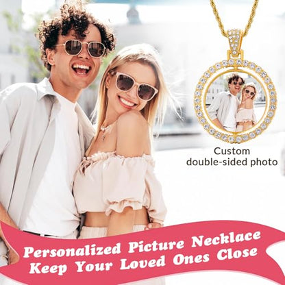 HJX Custom Circle Chain with Wings, Memorial Picture Necklace for Men Womem - color: 6-30 round