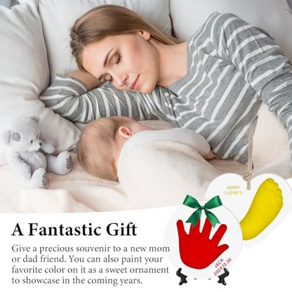 Baby & Pet Handprint Footprint Paw Print Keepsake Kit – Non-Toxic Air-Dry Clay, Makes 2 Ornaments, Perfect for Twins, Newborn, Dogs, Cats, Baby Shower, New Mom & Pet Memorial Gifts
