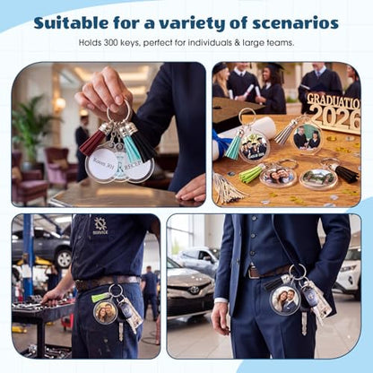 Yaomiao Acrylic Photo Keychain with Tassel Clear Blank Custom Keychain Frame Holder Insert Picture Keyring Making Kit - style: Round