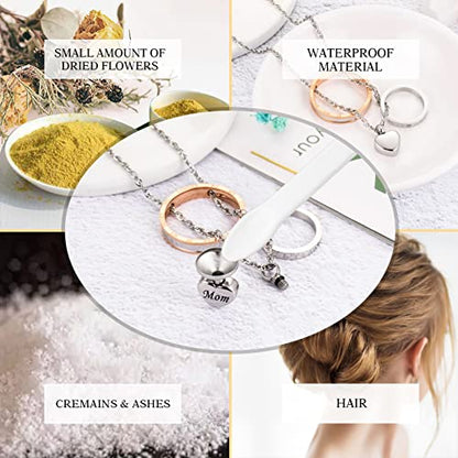 XIUDA Cremation Urn Necklace for Ashes Eternal Memory Carved Keepsake Stainless Steel Urn Jewelry Memorial Ash Holder - color: Silver&Rose Gold-MOM