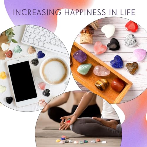 Nuenen 72 Pcs Heart Healing Stone 1 Inch Polished Healing Crystal Chakra Gems | Heart Shaped Gemstones Bulk for Women Chakra Reiki Meditation, Love Worry Stones Palm Pocket, Valentines Gifts - size: 1 Inch