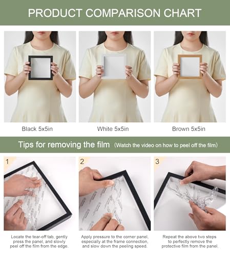 5x5 Smal Shadow Box Frame with Thickened Acrylic Panel & Pins - color: Black+foam Back+foam Packaging, size: 5x5