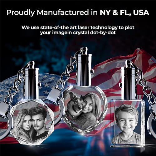 3D innovation Personalized Crystal Keychain Photo with LED Light Custom Laser Etched Key Chain, Valentines Gifts Keepsake - style: Heart