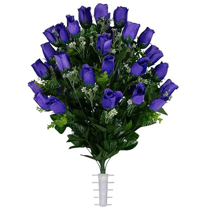 Artificial Cemetery Flowers - Gravesite Flowers - Purple Roses - color: Purple Roses, size: (1) Bouquet
