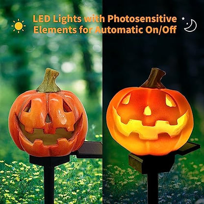 QH & Garden Pumpkin Solar Light -Garden Solar Powered Outdoor Decor | Balcony, Yard, Lawn, Pathway, Solar Powered, Halloween Decorations，LED Waterproof Pumpkin Light - style: Pumpkin