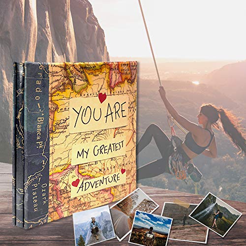 Holoary Self Adhesive Page Photo Album with Metallic Pen Magnetic Self-Stick Scrapbook for 3x5 4x6 5x7 6x8 8x10 Hand Made DIY 40 pages Albums, Printed Kraft Paper Cover Old Map Adventure Memory Book - color: World Map