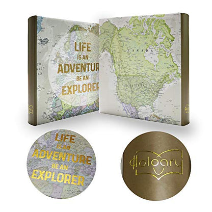 Holoary Photo Album 4x6 160 Photos Two Pictures Per Page, Memo Writing Area for Each Pocket, 160 Pockets 4”x6”, Printed Book Cover Travel Design World Map Adventure Vacation - size: 160 Pockets
