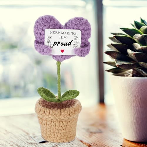 VLOMOT Sympathy Gifts for Loss of Father - Positive Crochet with Heart-Warming Card - Keep Making Him Proud Dad Memorial Gifts - Bereavement Gift for Loss of Father, Grandpa, or Loved One