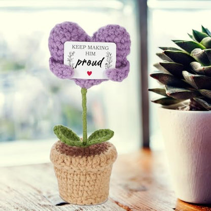 VLOMOT Sympathy Gifts for Loss of Father - Positive Crochet with Heart-Warming Card - Keep Making Him Proud Dad Memorial Gifts - Bereavement Gift for Loss of Father, Grandpa, or Loved One