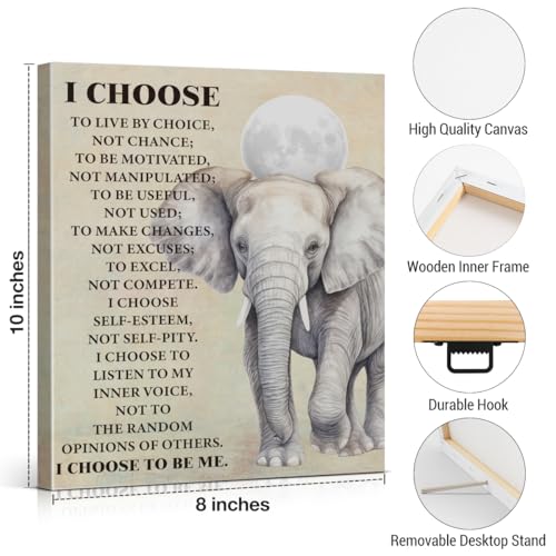 Inspirational Elephant Canvas Wall Art Motivational Quote Poster Wall Decor - color: Elephant