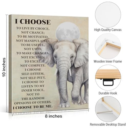 Inspirational Elephant Canvas Wall Art Motivational Quote Poster Wall Decor - color: Elephant