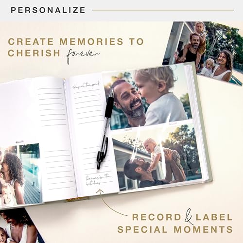 MCS The Story Of You Sage Linen Photo Album, 200-Pocket, 4x6, 12x12 Pages | Scrapbook-Style Keepsake Photo Album With Memo Space, Clear Side-Loading Pockets, Thoughtful Gift - style: Story of You