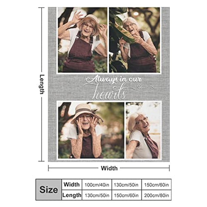 D-Story Personalized Memorial Throw Blanket With Photo - Mom Loss Gift, Always in Our Heart - Sympathy and Bereavement Gift - color: Design1
