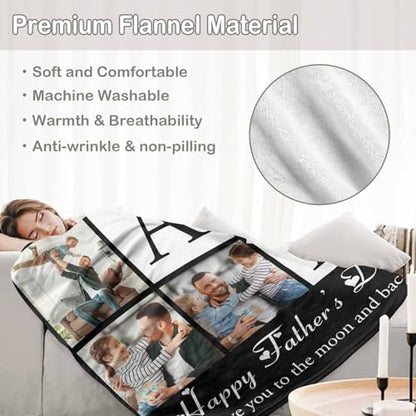 D-Story Custom Blanket Fathers Day Personalized Gifts for Dad Customized Blankets and Throws with Photos Text Fleece Picture Blanket Birthday Gifts from Daughter Son Wife Dad 01 - color: Dad 01