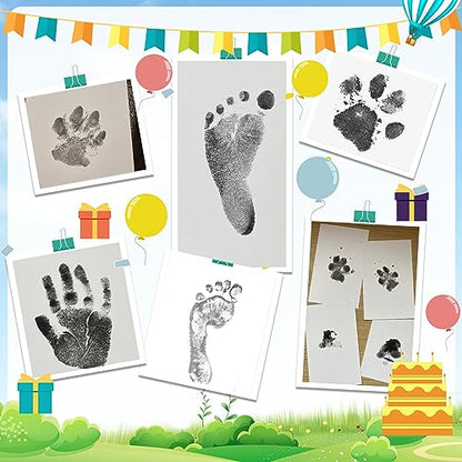 Jazb 6-Pack Newborn Baby Inkless Hand and Footprint Kit, Ink Pad Paw Print kit for Dogs, Dog Nose Print Kit, Dog Paw Print Kit - Baby Footprint Kit with Clean-Touch, 12 Imprint Cards (Jet Black)