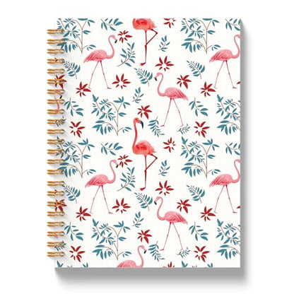 Pretty notebooks for women, Flamingo Notebook Journal 5.5x8.3 Inch, Flamingo Lovers Gifts for Women, Pink Flamingos Floral Leaves Hardcover Spiral Notebook Journal - color: Flamingos