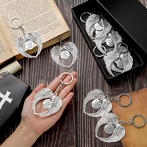 WILLBOND 48 Pcs Silver Angel Wings Keychain Memorial Funeral Gifts Bulk